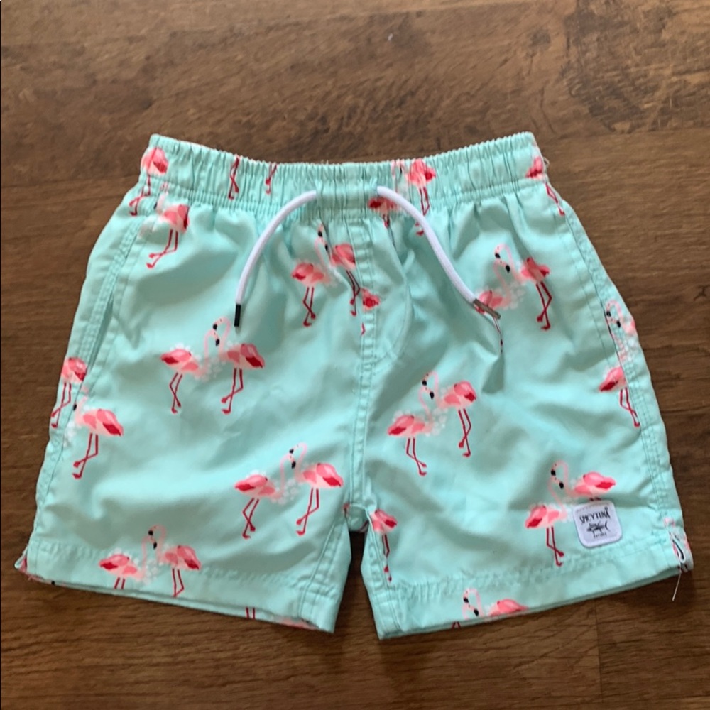 Spicy Tuna Flamingo Print Kids Swim Shorts size 8